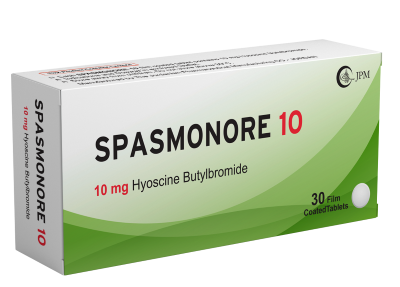 Spasmonore Hyoscine Butylbromide tablets for stomach cramps and motion sickness relief